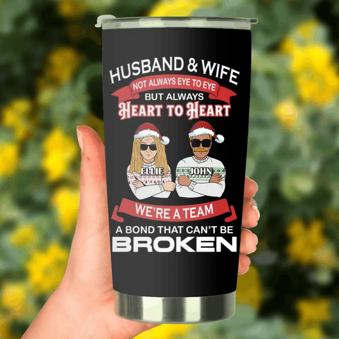 Personalized Couple Tumbler - Gift For Wife From Husband - Husband & Wife Not Always Eye To Eye But Always Heart To Heart