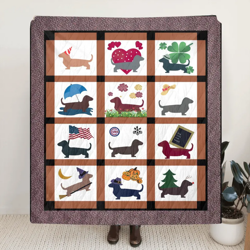 Cute Dachshund Dog Fleece Throw Blanket/Quilt - Gift Idea for Dog Lovers