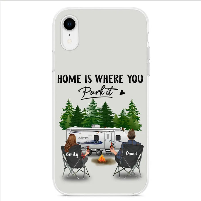 Custom Personalized Camping Phone Case - Gift Idea For Camping Lover/ Couple/ Family/ Friends - Home Is Where You Park It - Case For iPhone/Samsung