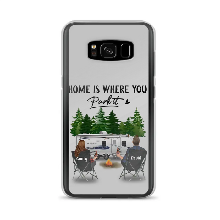 Custom Personalized Camping Phone Case - Gift Idea For Camping Lover/ Couple/ Family/ Friends - Home Is Where You Park It - Case For iPhone/Samsung