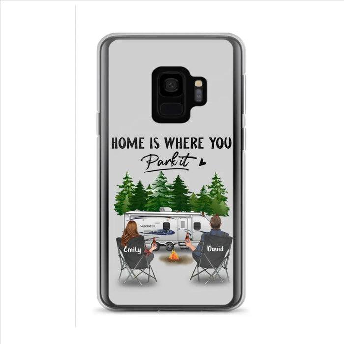 Custom Personalized Camping Phone Case - Gift Idea For Camping Lover/ Couple/ Family/ Friends - Home Is Where You Park It - Case For iPhone/Samsung