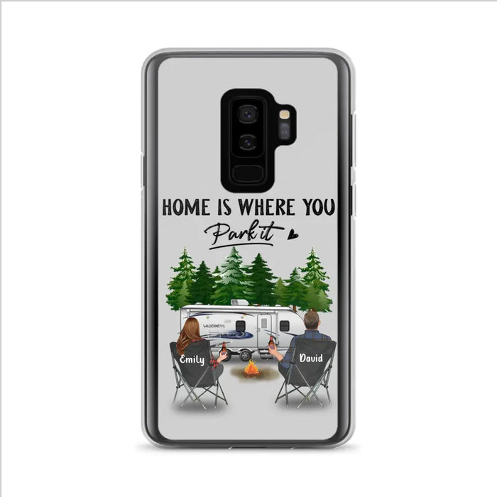 Custom Personalized Camping Phone Case - Gift Idea For Camping Lover/ Couple/ Family/ Friends - Home Is Where You Park It - Case For iPhone/Samsung