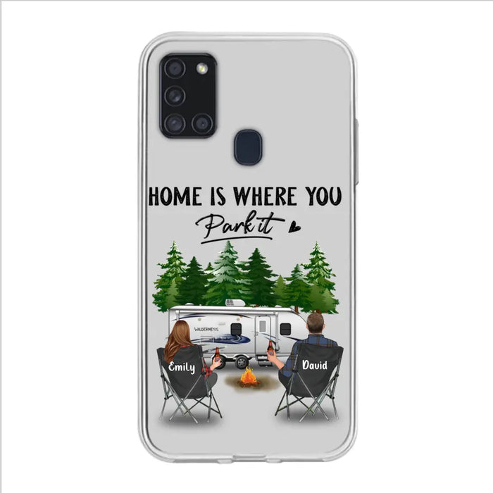 Custom Personalized Camping Phone Case - Gift Idea For Camping Lover/ Couple/ Family/ Friends - Home Is Where You Park It - Case For iPhone/Samsung