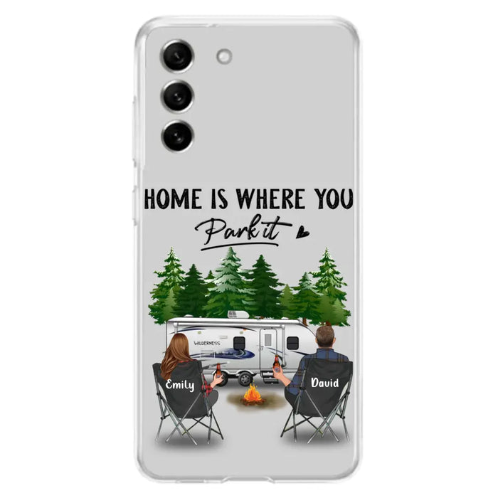 Custom Personalized Camping Phone Case - Gift Idea For Camping Lover/ Couple/ Family/ Friends - Home Is Where You Park It - Case For iPhone/Samsung