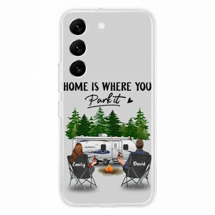 Custom Personalized Camping Phone Case - Gift Idea For Camping Lover/ Couple/ Family/ Friends - Home Is Where You Park It - Case For iPhone/Samsung