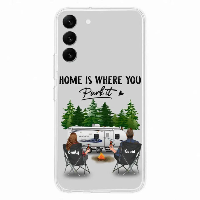 Custom Personalized Camping Phone Case - Gift Idea For Camping Lover/ Couple/ Family/ Friends - Home Is Where You Park It - Case For iPhone/Samsung