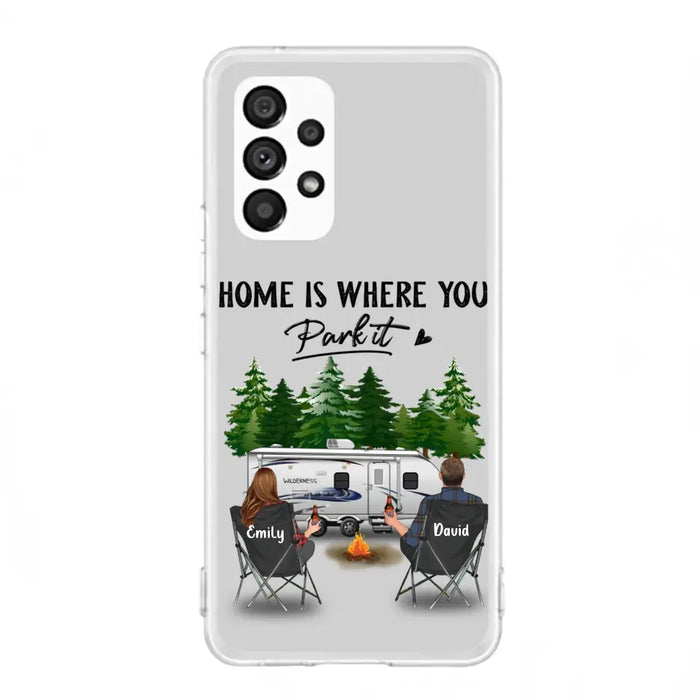 Custom Personalized Camping Phone Case - Gift Idea For Camping Lover/ Couple/ Family/ Friends - Home Is Where You Park It - Case For iPhone/Samsung