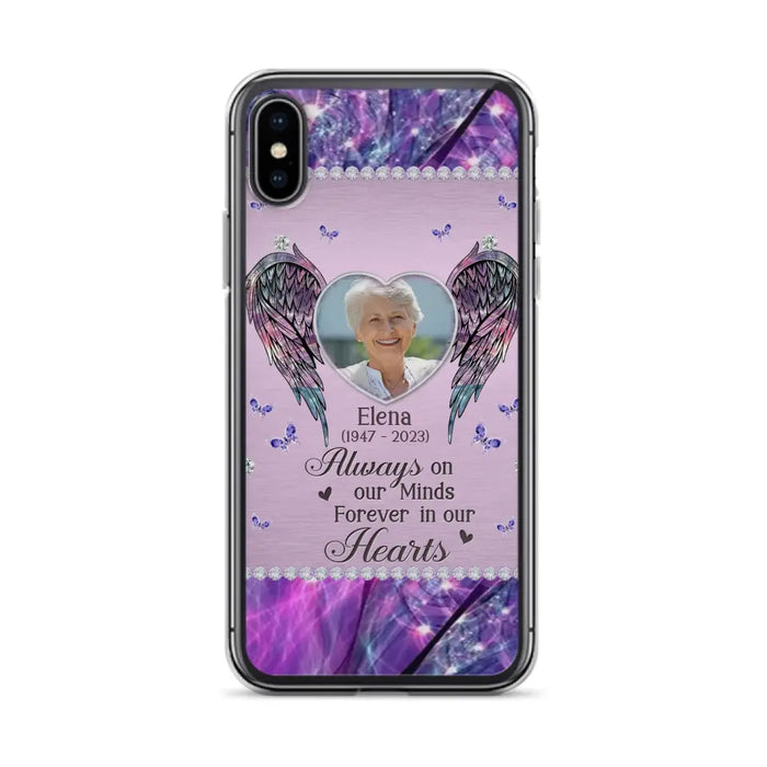 Custom Personalized Memorial Phone Case - Memorial Gift Idea For Family - Case For iPhone/Samsung - Always On My Mind Forever In Our Hearts