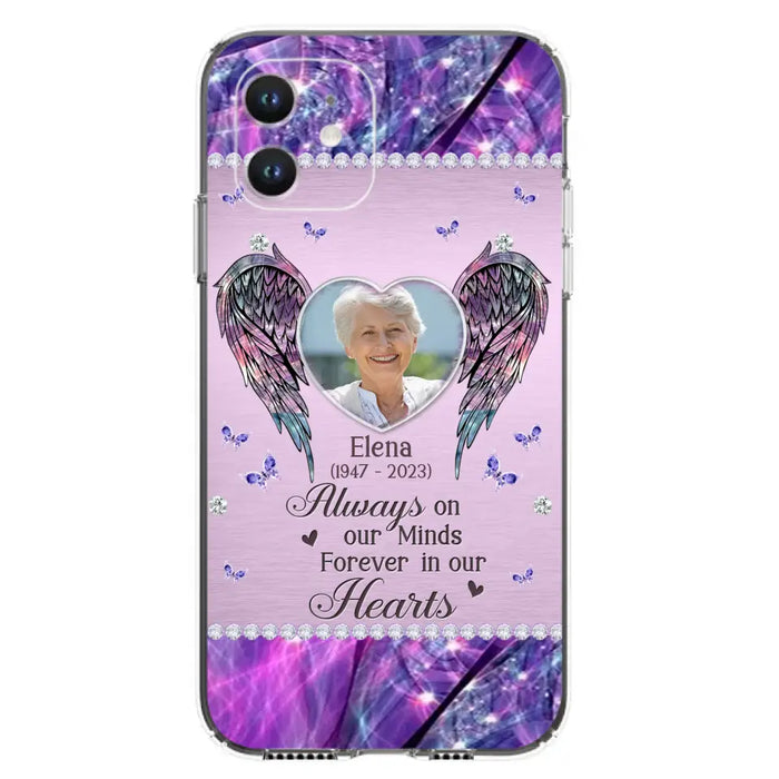 Custom Personalized Memorial Phone Case - Memorial Gift Idea For Family - Case For iPhone/Samsung - Always On My Mind Forever In Our Hearts