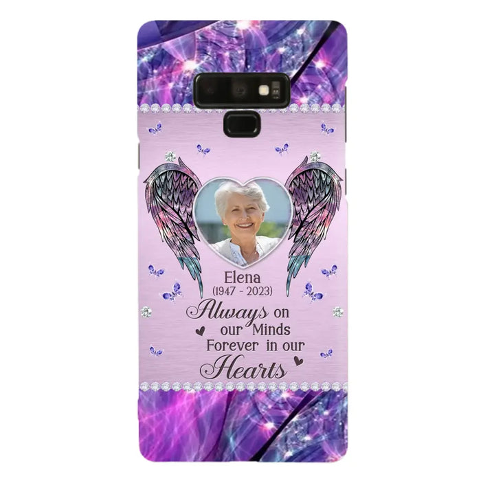 Custom Personalized Memorial Phone Case - Memorial Gift Idea For Family - Case For iPhone/Samsung - Always On My Mind Forever In Our Hearts