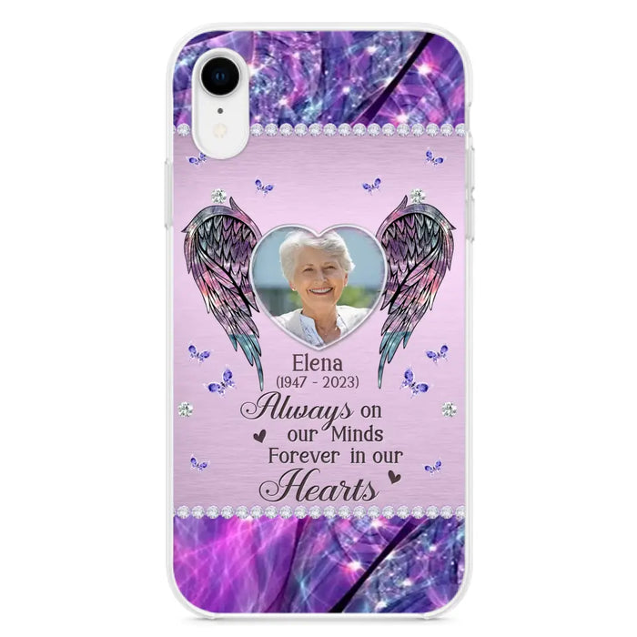 Custom Personalized Memorial Phone Case - Memorial Gift Idea For Family - Case For iPhone/Samsung - Always On My Mind Forever In Our Hearts