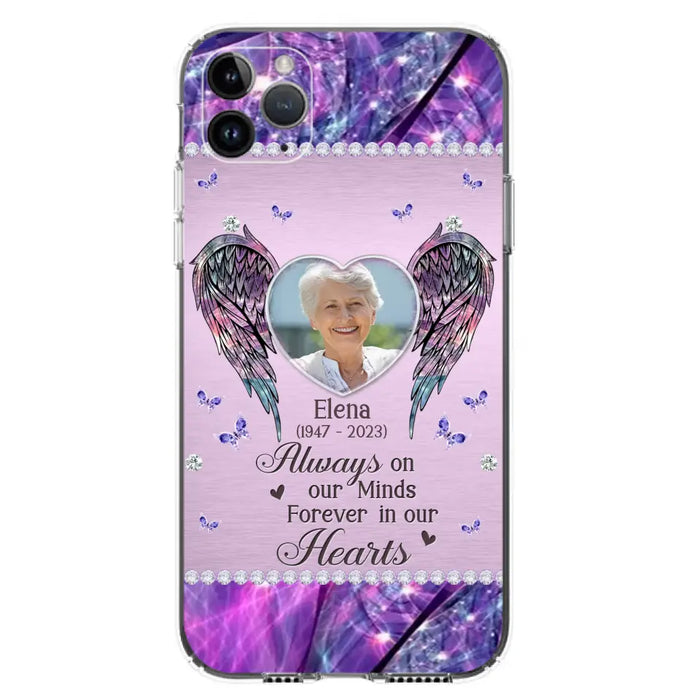 Custom Personalized Memorial Phone Case - Memorial Gift Idea For Family - Case For iPhone/Samsung - Always On My Mind Forever In Our Hearts