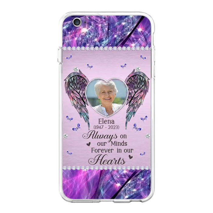 Custom Personalized Memorial Phone Case - Memorial Gift Idea For Family - Case For iPhone/Samsung - Always On My Mind Forever In Our Hearts