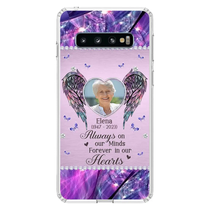 Custom Personalized Memorial Phone Case - Memorial Gift Idea For Family - Case For iPhone/Samsung - Always On My Mind Forever In Our Hearts