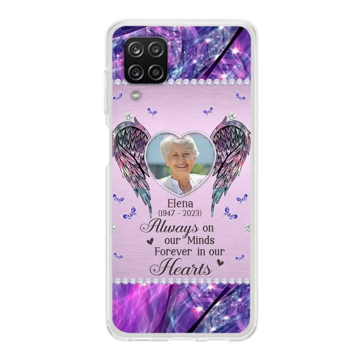 Custom Personalized Memorial Phone Case - Memorial Gift Idea For Family - Case For iPhone/Samsung - Always On My Mind Forever In Our Hearts