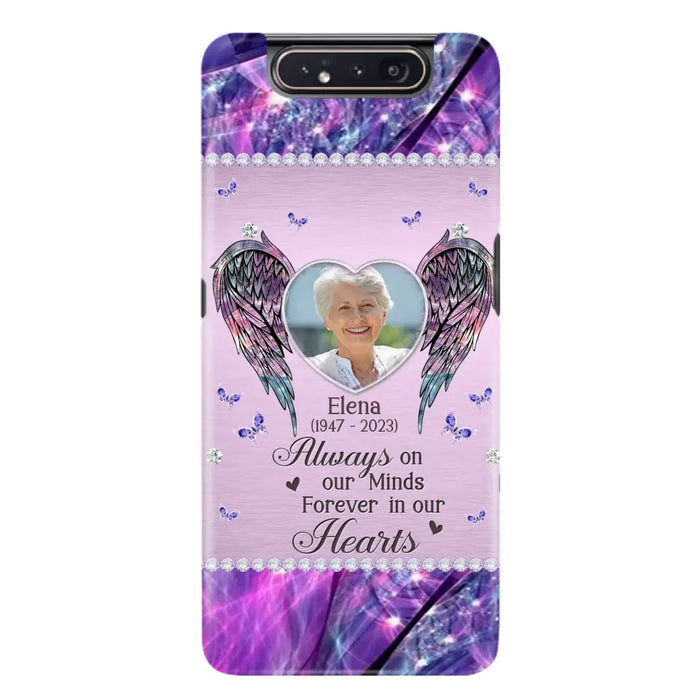 Custom Personalized Memorial Phone Case - Memorial Gift Idea For Family - Case For iPhone/Samsung - Always On My Mind Forever In Our Hearts