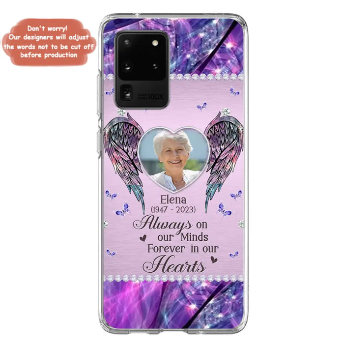 Custom Personalized Memorial Phone Case - Memorial Gift Idea For Family - Case For iPhone/Samsung - Always On My Mind Forever In Our Hearts