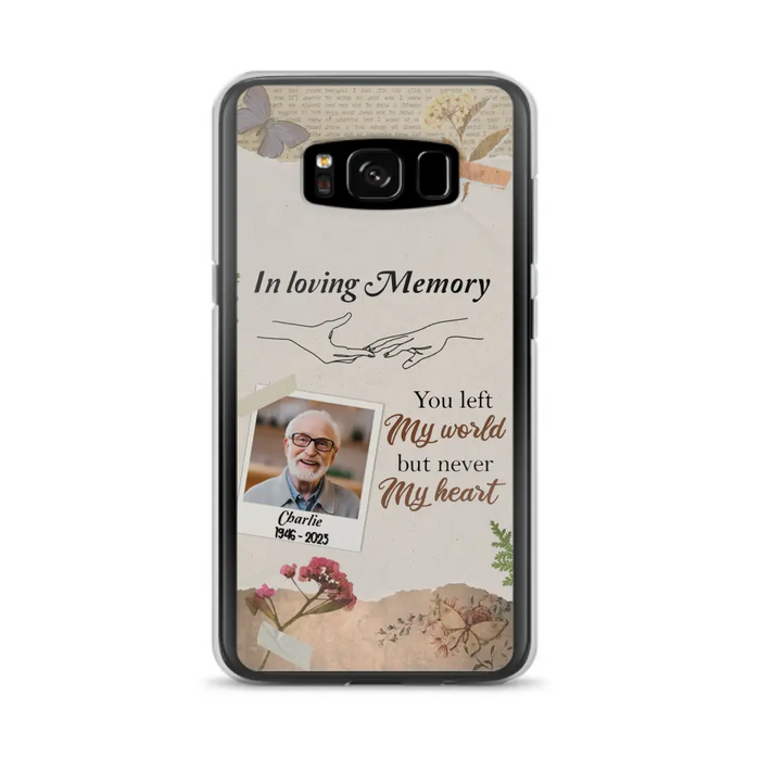 Custom Personalized Memorial Phone Case - Memorial Gift Idea For Family - Case For iPhone/Samsung - You Left My World But Never My Heart