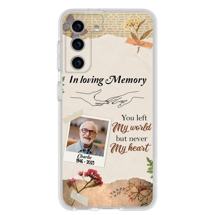 Custom Personalized Memorial Phone Case - Memorial Gift Idea For Family - Case For iPhone/Samsung - You Left My World But Never My Heart