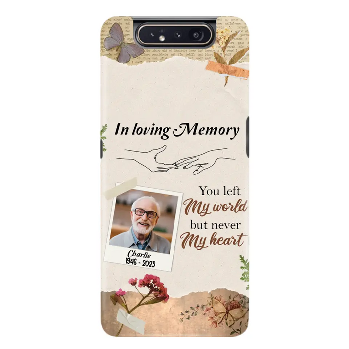 Custom Personalized Memorial Phone Case - Memorial Gift Idea For Family - Case For iPhone/Samsung - You Left My World But Never My Heart