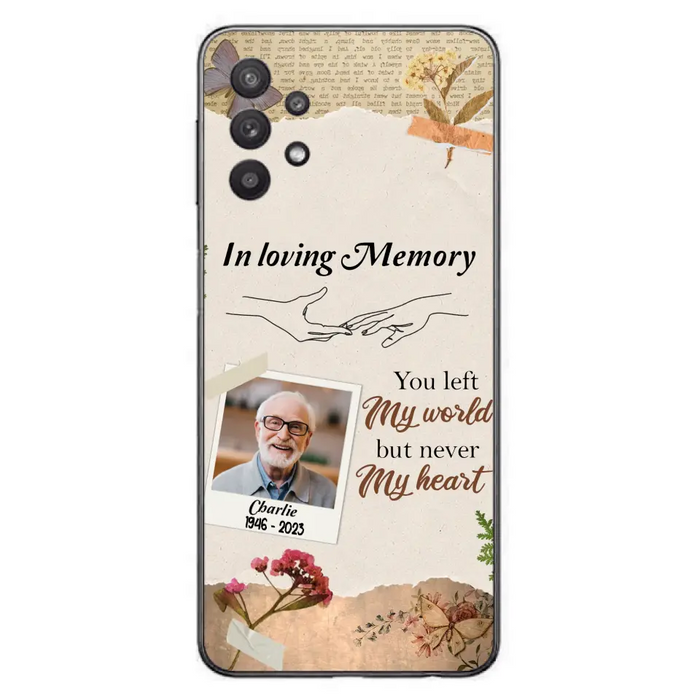 Custom Personalized Memorial Phone Case - Memorial Gift Idea For Family - Case For iPhone/Samsung - You Left My World But Never My Heart