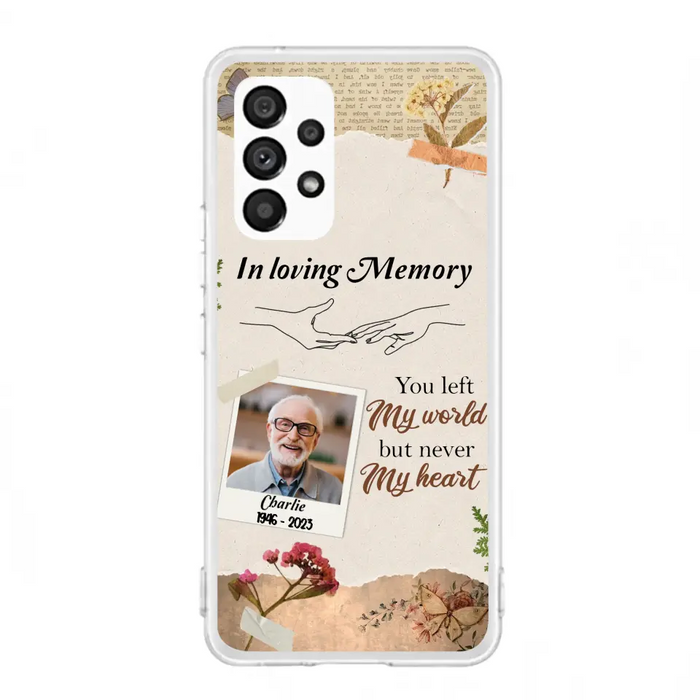 Custom Personalized Memorial Phone Case - Memorial Gift Idea For Family - Case For iPhone/Samsung - You Left My World But Never My Heart