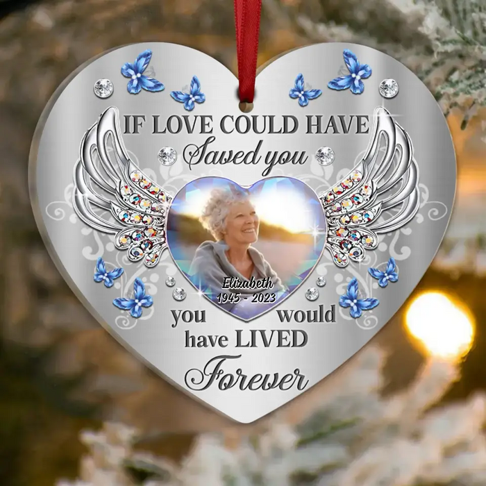 Custom Personalized Memorial Photo Heart Acrylic Ornament - Memorial Gift Idea for Christmas - If Love Could Have Saved You
