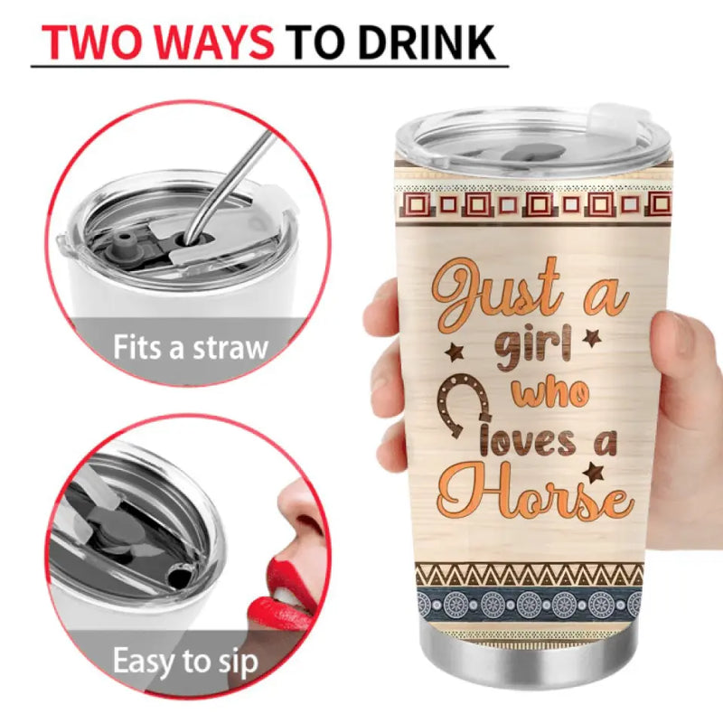 Personalized Horse Girl Tumbler - Gift Idea For Horse Lovers - Upload Photo - Just A Girl Who Loves  A Horse