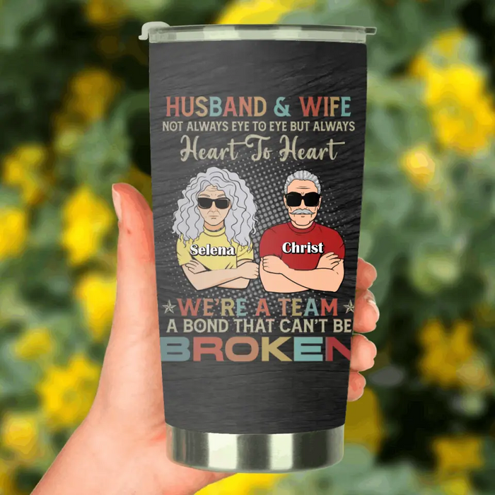 Personalized Couple Tumbler - Gift Idea For Couple/Her/Him - Husband & Wife Not Always Eye To Eye But Always Heart To Heart