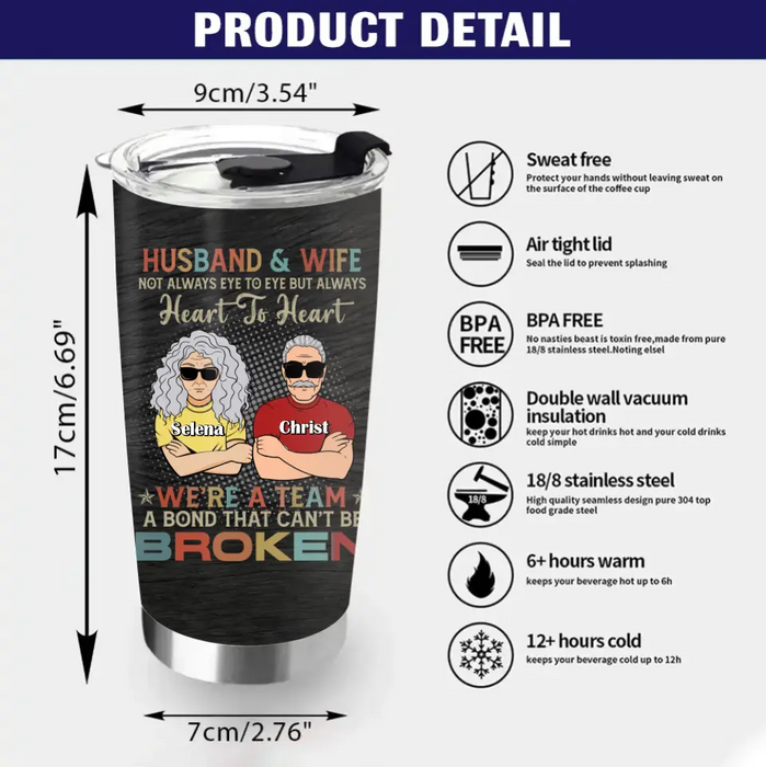 Personalized Couple Tumbler - Gift Idea For Couple/Her/Him - Husband & Wife Not Always Eye To Eye But Always Heart To Heart