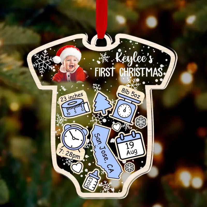 Personalized Baby's First Christmas Acrylic Ornament - Christmas Gift Idea For Baby - Upload Photo
