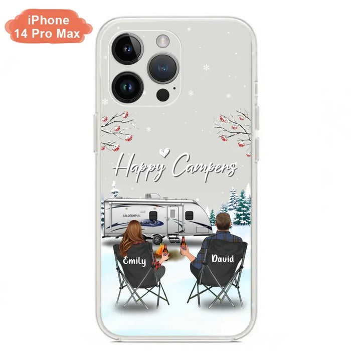 Custom Personalized Camping Phone Case - Gift Idea For Camping Lover/ Couple/ Family/ Friends - Happy Campers - Case For iPhone/Samsung