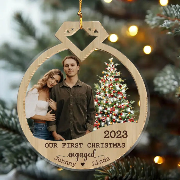 Custom Personalized Couple Christmas Acrylic Ornament - Christmas Gift Idea for Couple - Our First Christmas Engaged