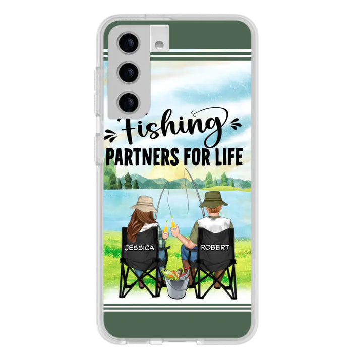 Custom Personalized Fishing Couple Phone Case - Gift Idea for Couple - Fishing Partners For Life - Case For iPhone/Samsung