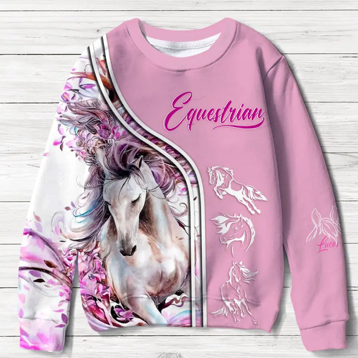 Personalized Horse Ear AOP Sweater - Up to 5 Names - Gift Idea For Horse Lover - Equestrian