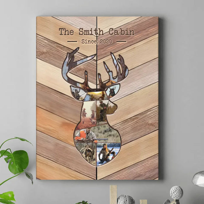 Custom Personalized Deer Hunting Canvas - Upload Photos - Gift Idea Family/ Couple/ Deer Hunter - The Smith Cabin