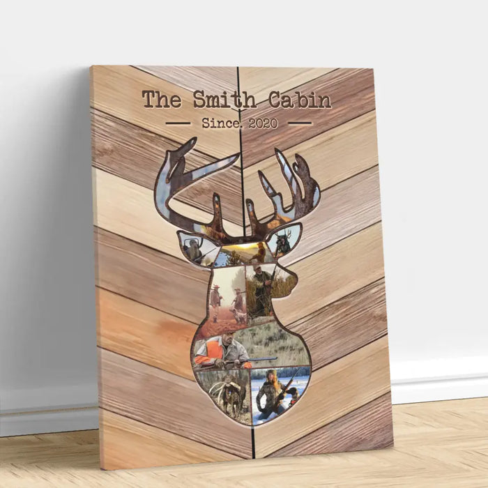 Custom Personalized Deer Hunting Canvas - Upload Photos - Gift Idea Family/ Couple/ Deer Hunter - The Smith Cabin