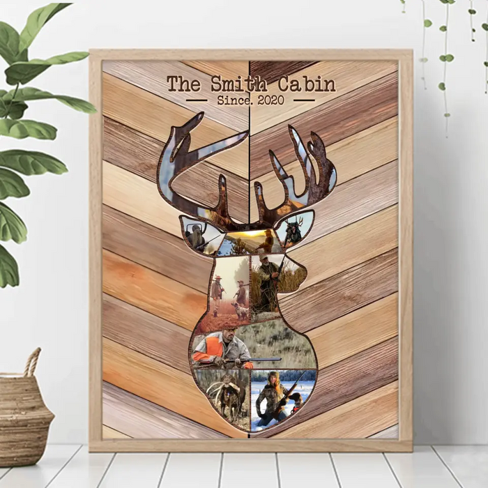Custom Personalized Family Deer Hunting Poster - Upload Photos - Gift Idea Family/ Couple/ Deer Hunter - The Smith Cabin