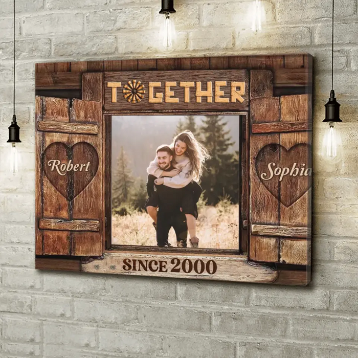 Custom Personalized Couple Photo Horizontal Canvas - Gift Idea For Couple/Husband/Wife - Together Since 2000