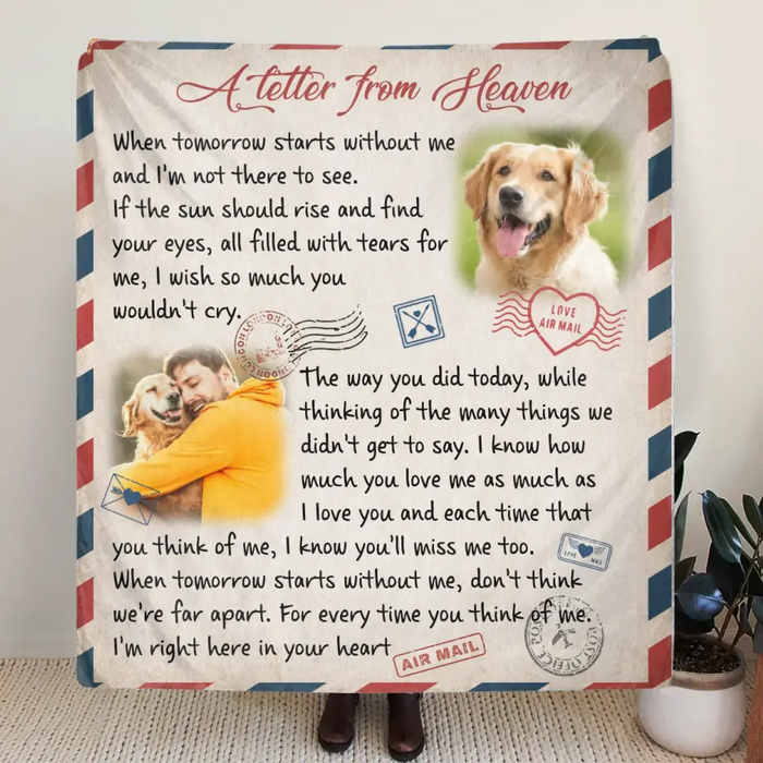 Personalized Memorial Pet Quilt/Single Layer Fleece Blanket - Upload Photo - Memorial Gift Idea For Pet Owners - A Letter