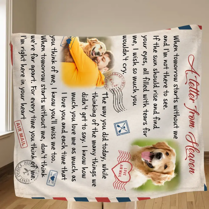 Personalized Memorial Pet Quilt/Single Layer Fleece Blanket - Upload Photo - Memorial Gift Idea For Pet Owners - A Letter