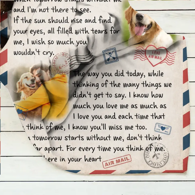 Personalized Memorial Pet Fleece Throw Blanket/Quilt - Upload Photo - Memorial Gift Idea For Pet Owners - A Letter From Heaven
