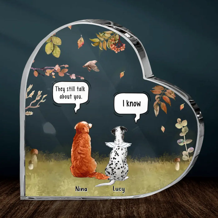 Custom Personalized Memorial Pet Crystal Heart - Upto 6 Pets - Memorial Gift Idea For Dog/Cat Lover -  They Still Talk About You