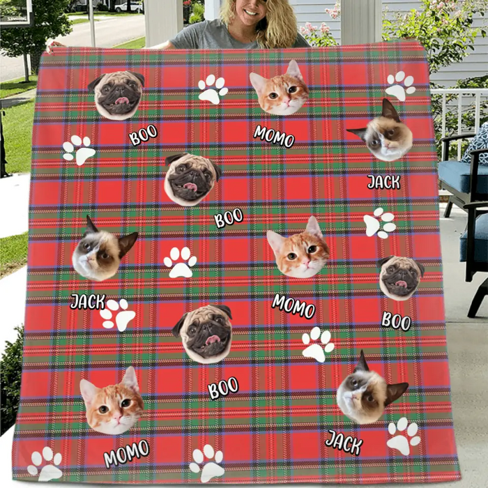 Custom Personalized Pet Photo Single Layer Fleece/Quilt Blanket - Upto 3 Photos  - Christmas Gift Idea for Dog/Cat/Pet Lovers