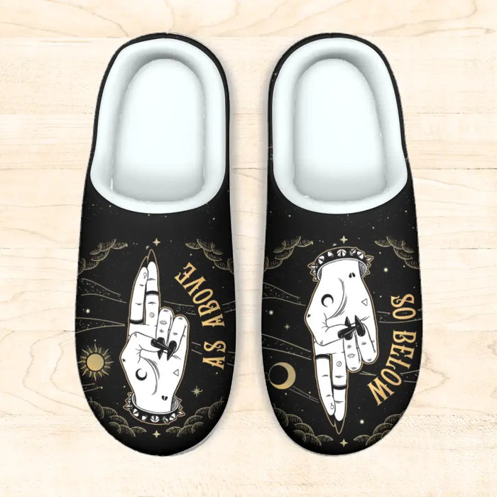 Personalized Plush Slippers - Gift Idea For Friends/Wicca/Pagan - As Above So Below