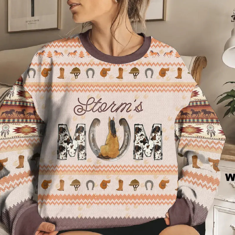 Personalized Horse Mom Dad AOP Sweater - Gift Idea For Horse Lover