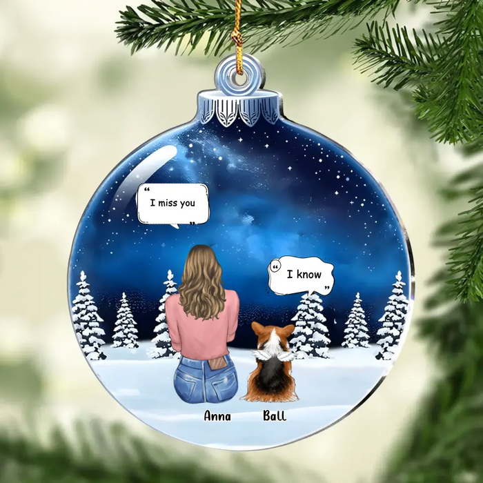 Custom Personalized Memorial Pet Acrylic Ornament - Adult/ Couple With Upto 2 Kids And 4 Pets - Memorial/Christmas Gift Idea for Dog/Cat Owners