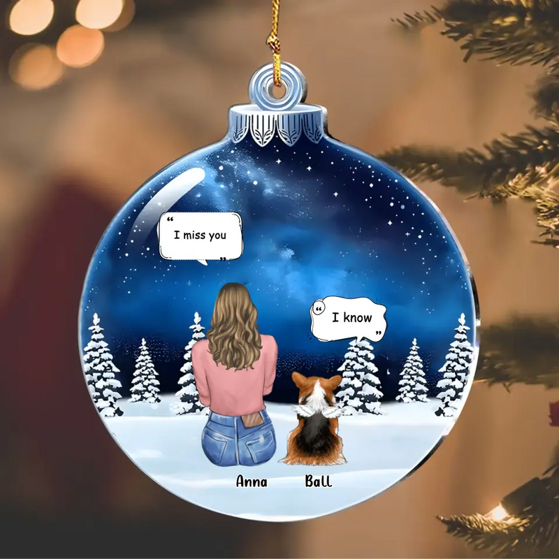 Personalized Memorial Pet Acrylic Ornament - Adult/Couple With Up to 2 Kids And 4 Pets - Memorial/Christmas Gift Idea for Dog/Cat Owners