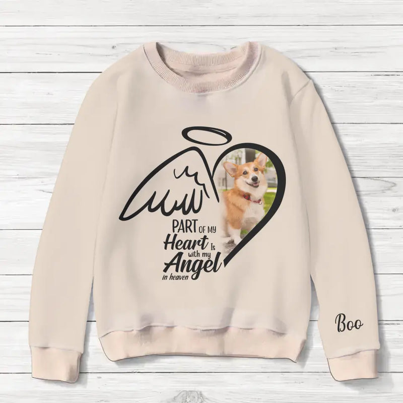 Personalized Memorial Pet Photo AOP Sweater - Memorial Gift Idea for Christmas - Part Of My Heart Is With My Angel In Heaven