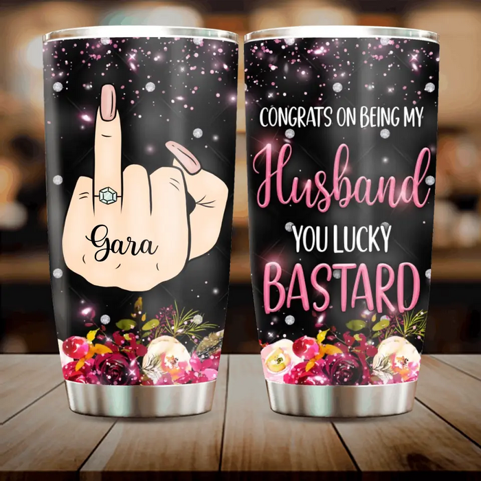 Personalized Couple Tumbler - Gift Idea For Couple/Him/Her/Valentine's Day - Congrats On Being My Wife